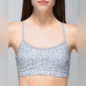 Lululemon Flow Y Back Bra IV Floral Gray Sports Bra Size 4